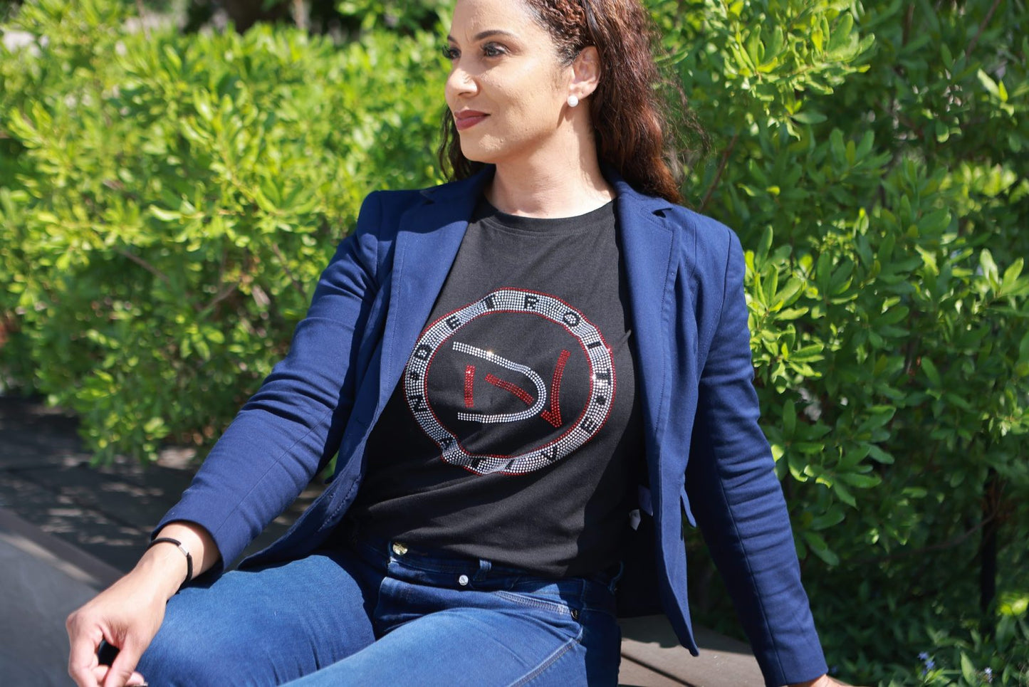 Detroit Native Tee: Sleek Black with Red & White Sequin logo
